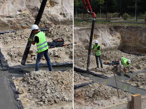 Укладка бетону підошви фундаменту Укладка бетону підошви фундаменту